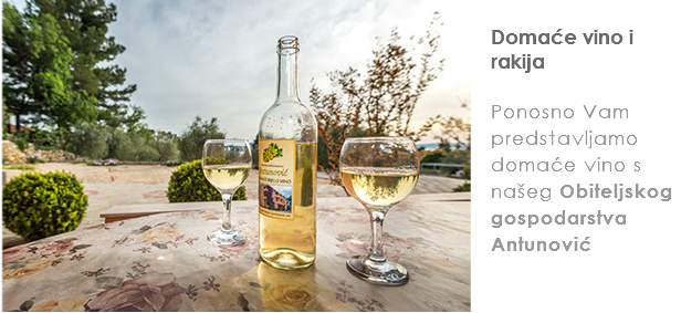 ﷯
Domaće vino i rakija Ponosno Vam predstavljamo domaće vino s našeg Obiteljskog gospodarstva Antunović